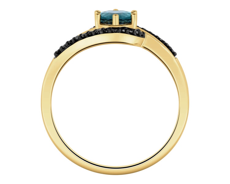 585 Yellow Gold Ruthenium-Plated Ring - fineness 585