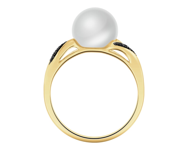 585 Yellow Gold Ruthenium-Plated Ring - fineness 585