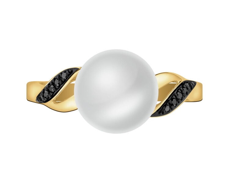 585 Yellow Gold Ruthenium-Plated Ring - fineness 585