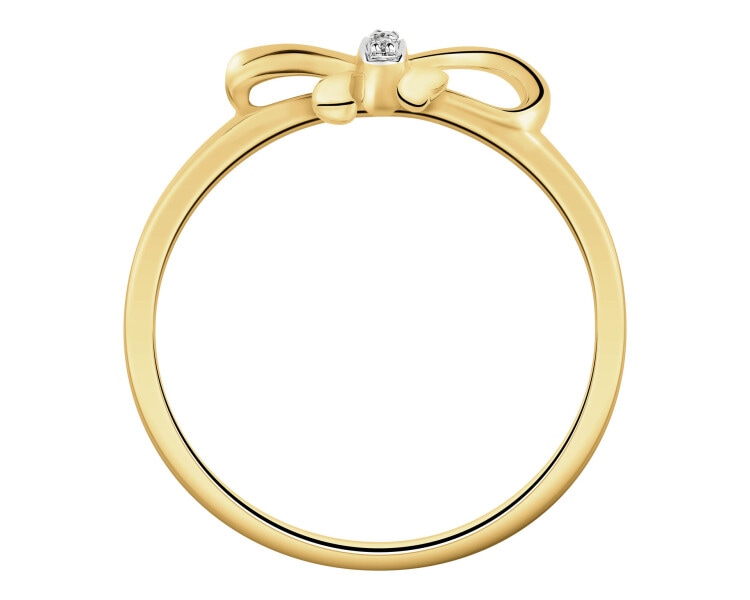 9 K Rhodium-Plated Yellow Gold Ring with Diamonds - 0,008 ct - fineness 9 K