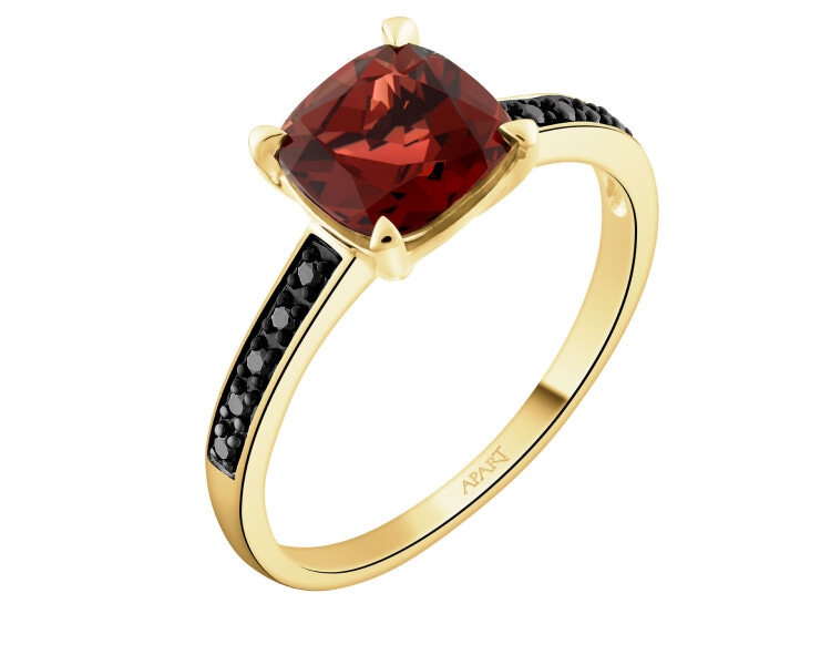 585 Yellow Gold Ruthenium-Plated Ring - fineness 585