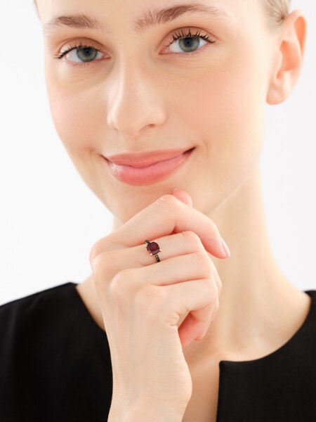 585 Yellow Gold Ruthenium-Plated Ring - fineness 585