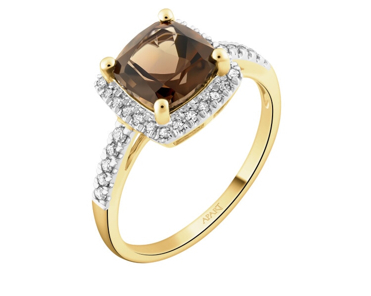 14 K Rhodium-Plated Yellow Gold Ring - fineness 14 K