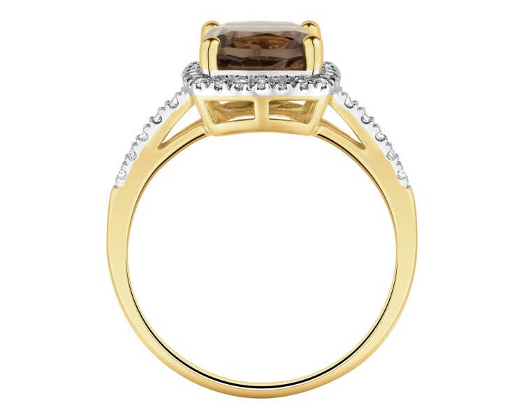 14 K Rhodium-Plated Yellow Gold Ring - fineness 14 K