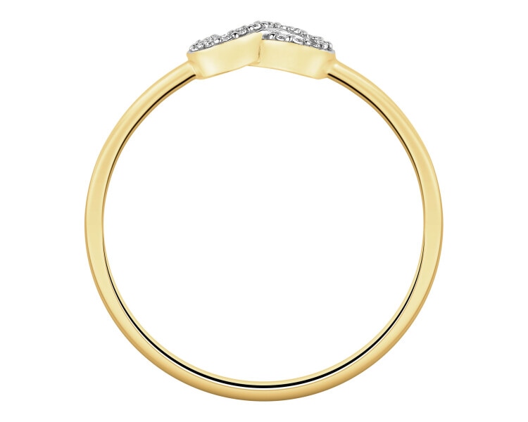 Pierścionek z żółtego złota z diamentami - nieskończoność - 0,02 ct - próba 375