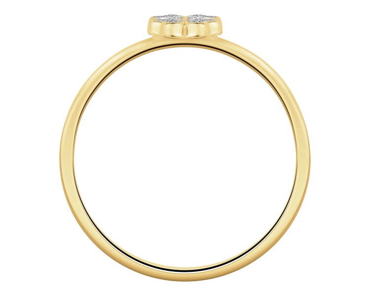 9 K Rhodium-Plated Yellow Gold Ring with Diamonds - 0,01 ct - fineness 9 K