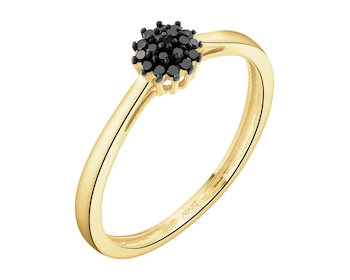 Zlatý prsten s černými diamanty - 0,06 ct - ryzost 585