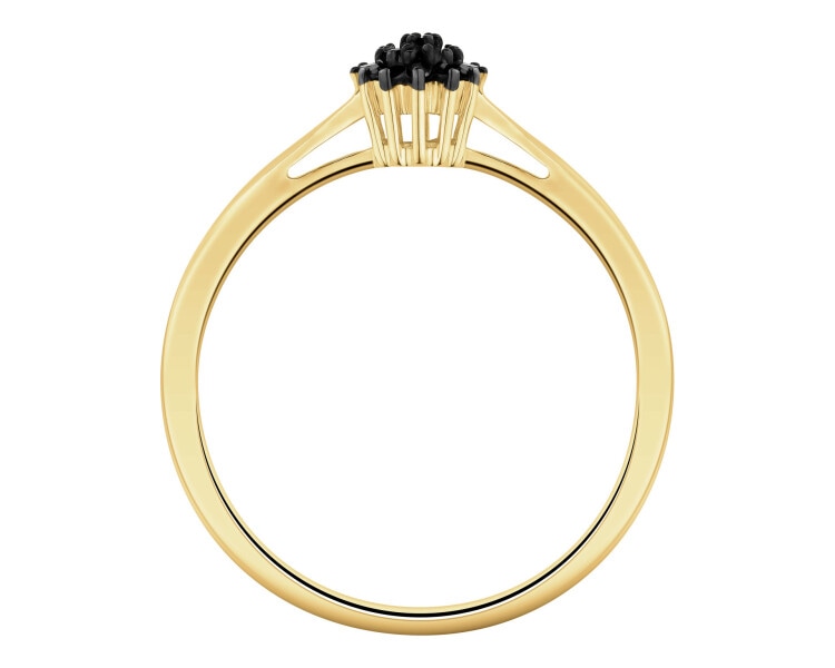 Pierścionek z żółtego złota z czarnymi diamentami - 0,06 ct - próba 585