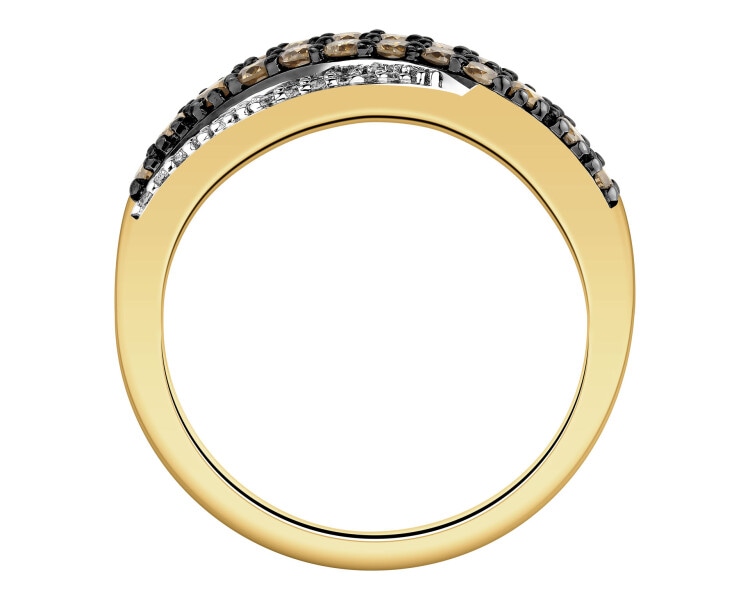 14 K Rhodium-Plated Yellow Gold Ring - 0,50 ct - fineness 14 K