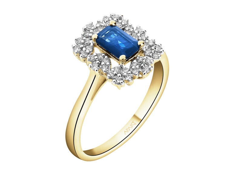 14 K Rhodium-Plated Yellow Gold Ring - fineness 14 K