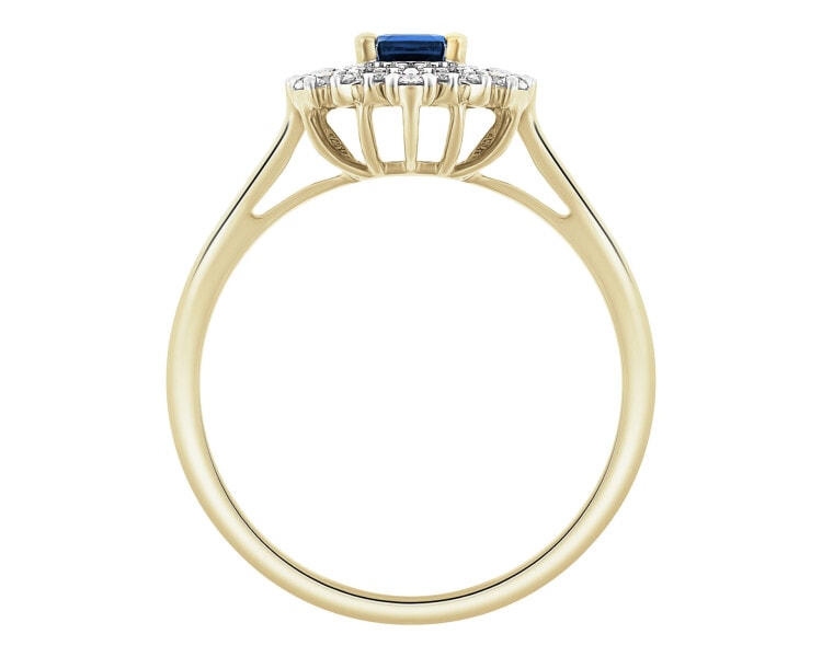 14 K Rhodium-Plated Yellow Gold Ring - fineness 14 K