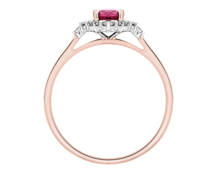 14 K Rhodium Plated Rose Gold Ring - fineness 14 K