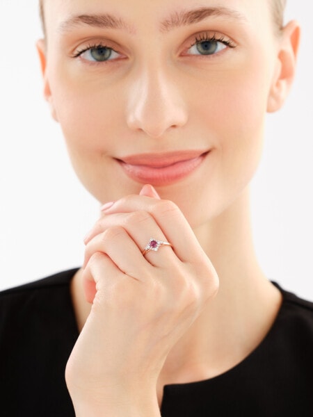 14 K Rhodium Plated Rose Gold Ring - fineness 14 K