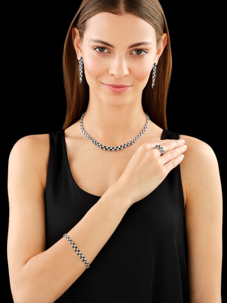 18 K Rhodium-Plated White Gold Collar Necklace - fineness 18 K