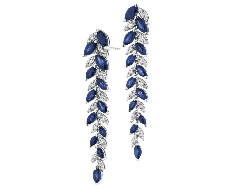 18 K Rhodium-Plated White Gold Dangling Earring - fineness 18 K