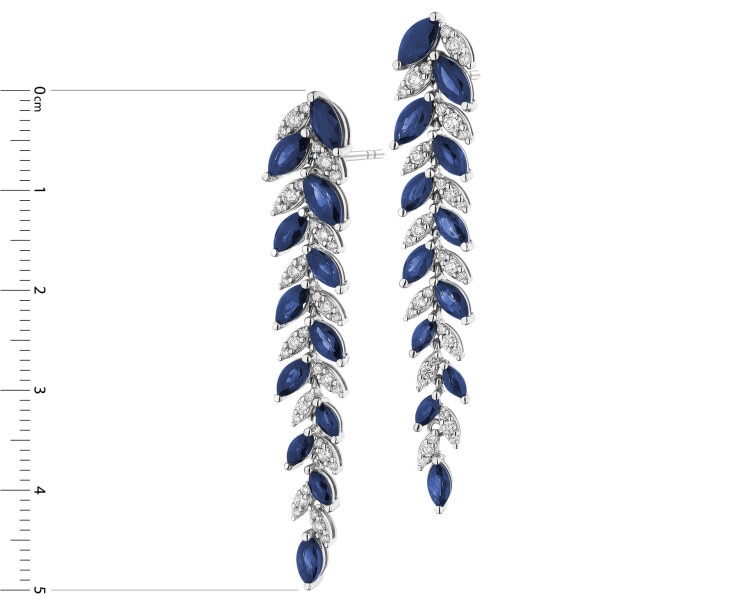 18 K Rhodium-Plated White Gold Dangling Earring - fineness 18 K