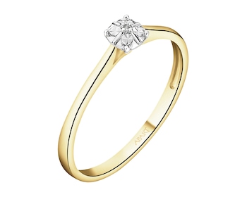 Pierścionek z żółtego złota z diamentem - 0,002 ct - próba 375