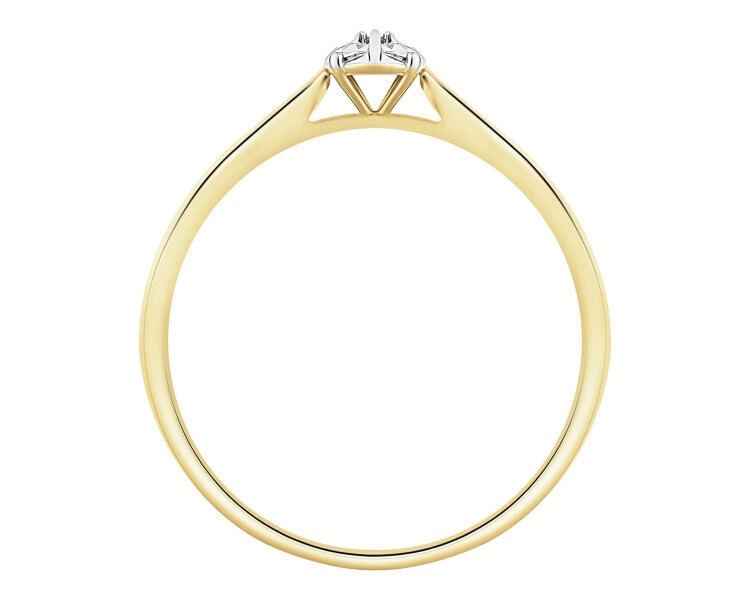 Pierścionek z żółtego złota z diamentem - 0,002 ct - próba 375