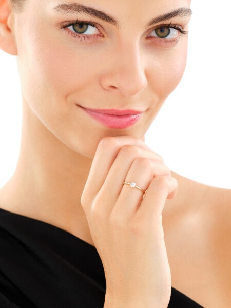 Pierścionek z żółtego złota z diamentem - 0,002 ct - próba 375