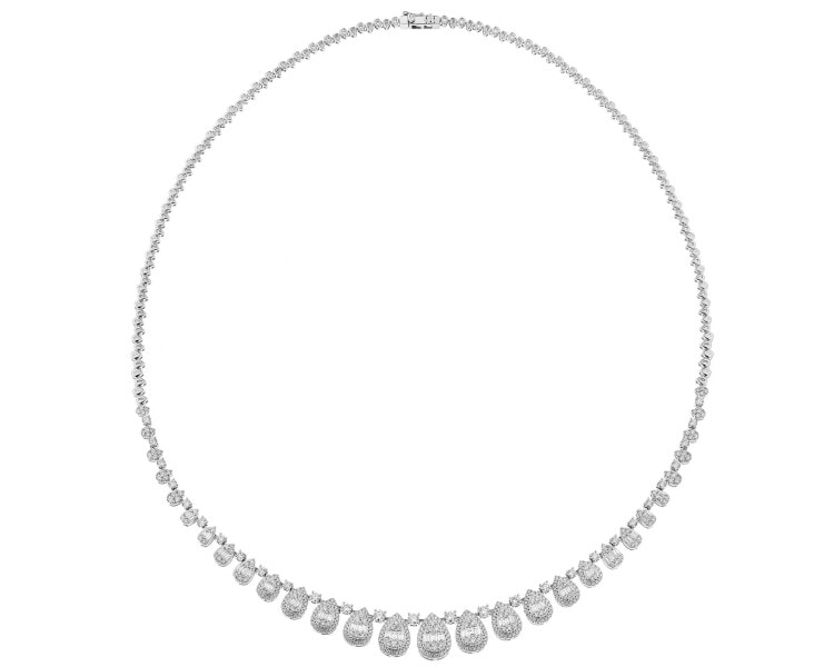 14 K Rhodium-Plated White Gold Collar Necklace - 3,45 ct - fineness 14 K