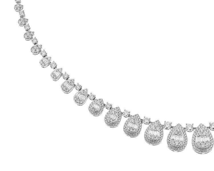 14 K Rhodium-Plated White Gold Collar Necklace - 3,45 ct - fineness 14 K