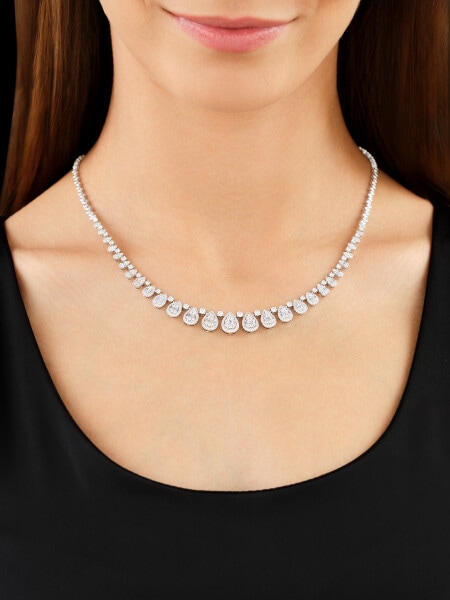 14 K Rhodium-Plated White Gold Collar Necklace - 3,45 ct - fineness 14 K