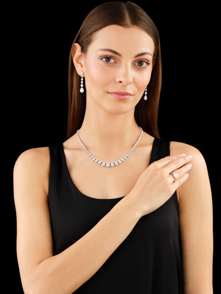 14 K Rhodium-Plated White Gold Collar Necklace - 3,45 ct - fineness 14 K