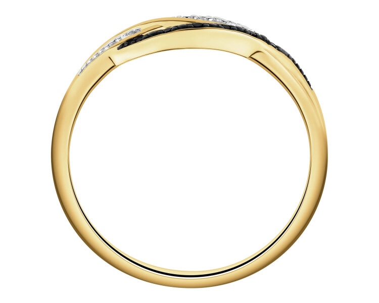 Pierścionek z żółtego złota z diamentami - 0,02 ct - próba 585