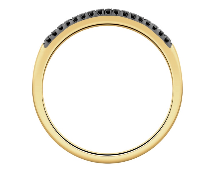 375 Yellow Gold Ruthenium-Plated Band Ring with Black Diamond, Treateds - 0,05 ct - fineness 375