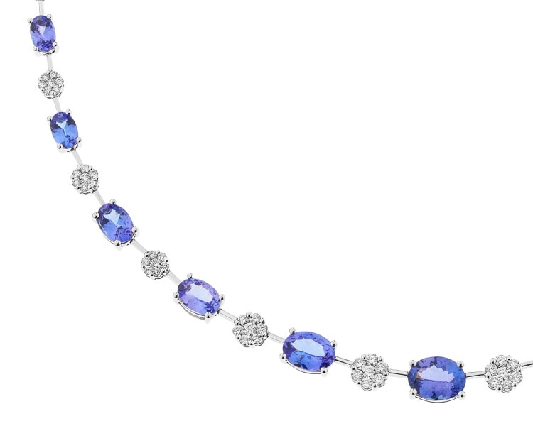 18 K Rhodium-Plated White Gold Collar Necklace - fineness 18 K