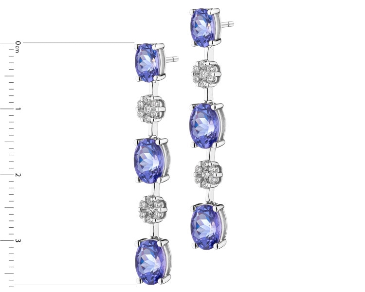 18 K Rhodium-Plated White Gold Dangling Earring - fineness 18 K