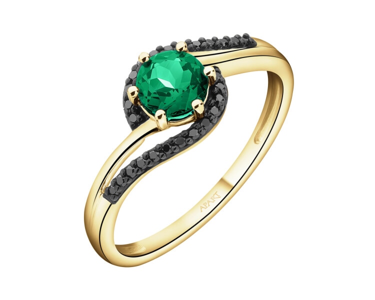 14 K Rhodium-Plated Yellow Gold Ring - fineness 585