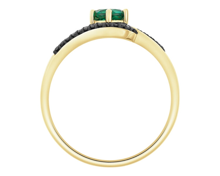 14 K Rhodium-Plated Yellow Gold Ring - fineness 585