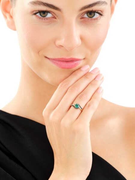 14 K Rhodium-Plated Yellow Gold Ring - fineness 585