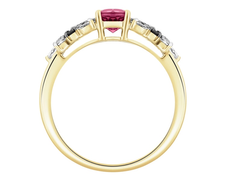 14 K Rhodium-Plated Yellow Gold Ring - fineness 14 K