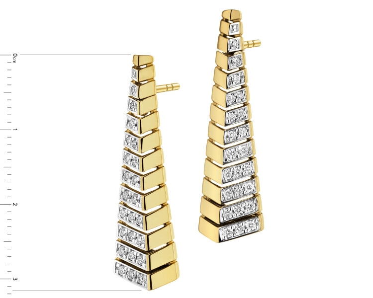 Kolczyki z żółtego złota z brylantami - 0,34 ct - próba 585