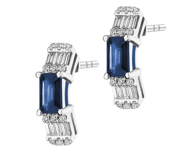 18 K Rhodium-Plated White Gold Earrings - fineness 18 K