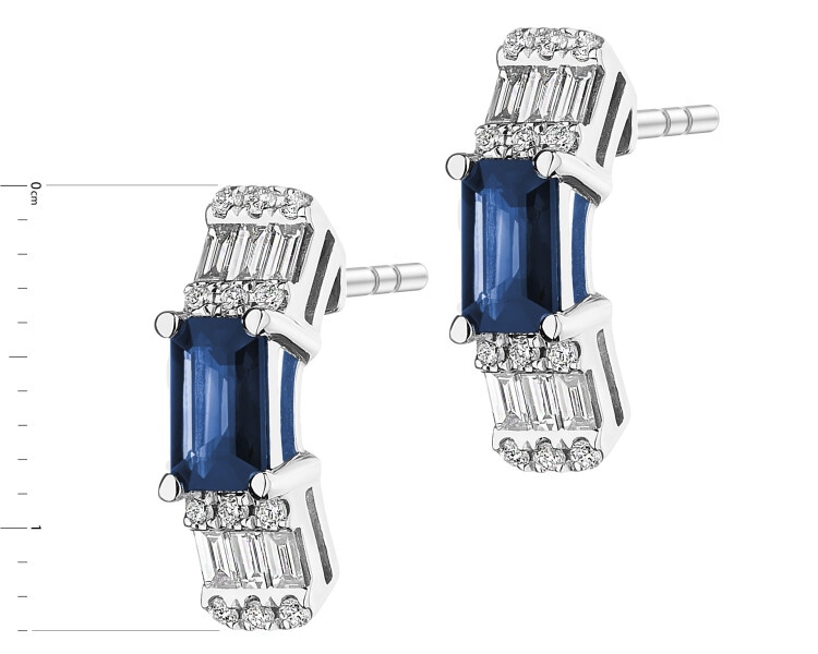 18 K Rhodium-Plated White Gold Earrings - fineness 18 K