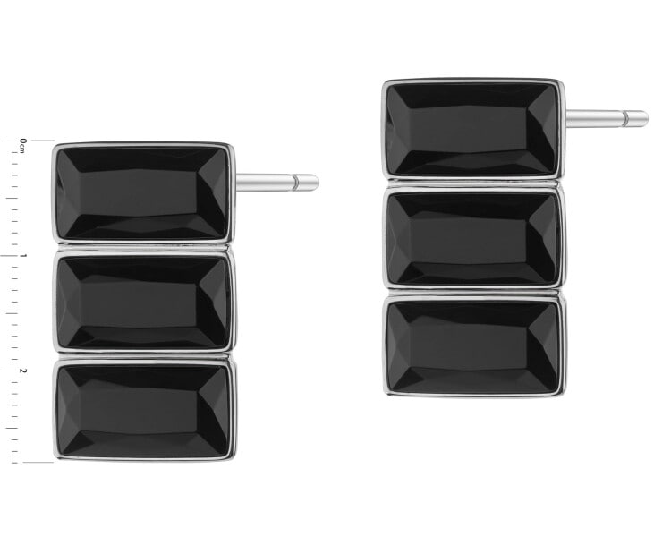 Kolczyki z mosiądzu rodowane z agatami