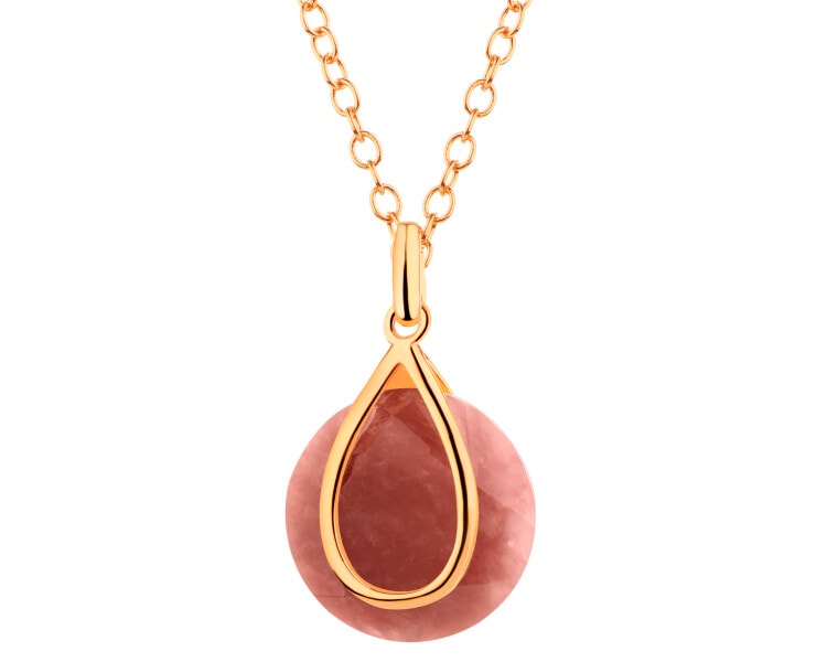 Gold-Plated Brass Necklace with Quartz