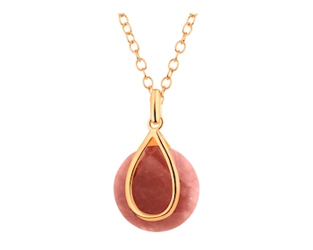 Gold-Plated Brass Necklace with Quartz