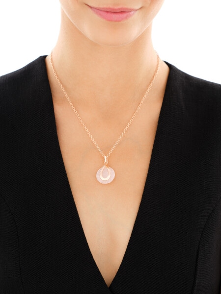 Gold-Plated Brass Necklace with Quartz