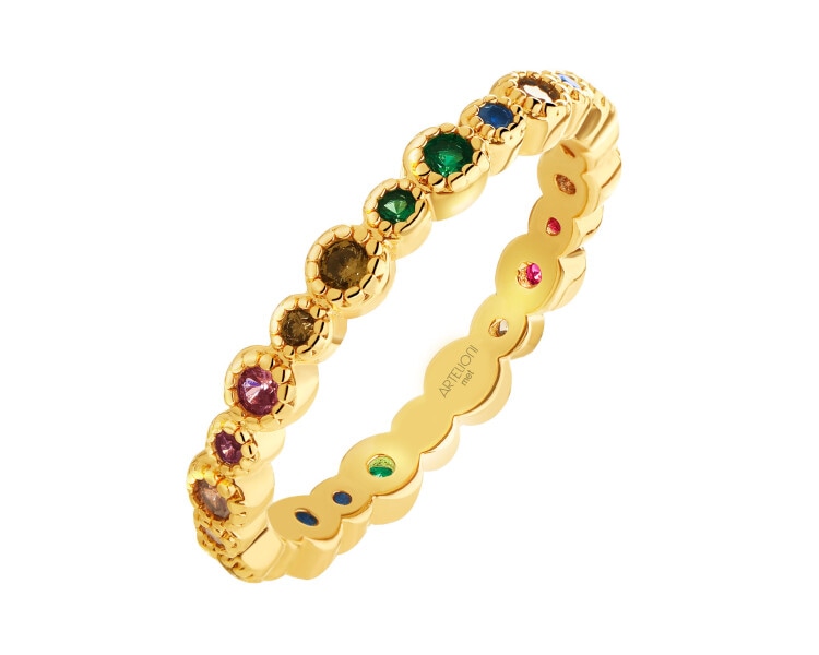 Gold-Plated Brass Ring with Cubic Zirconia