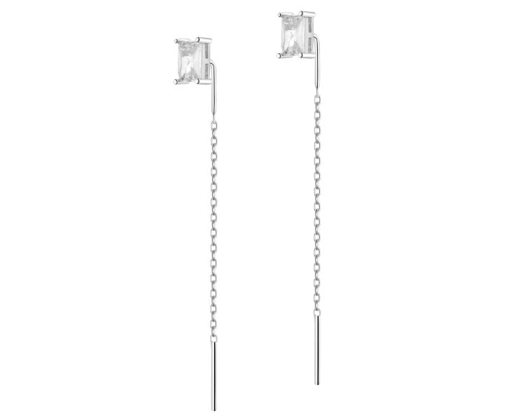 Rhodium Plated Silver Earrings with Cubic Zirconia