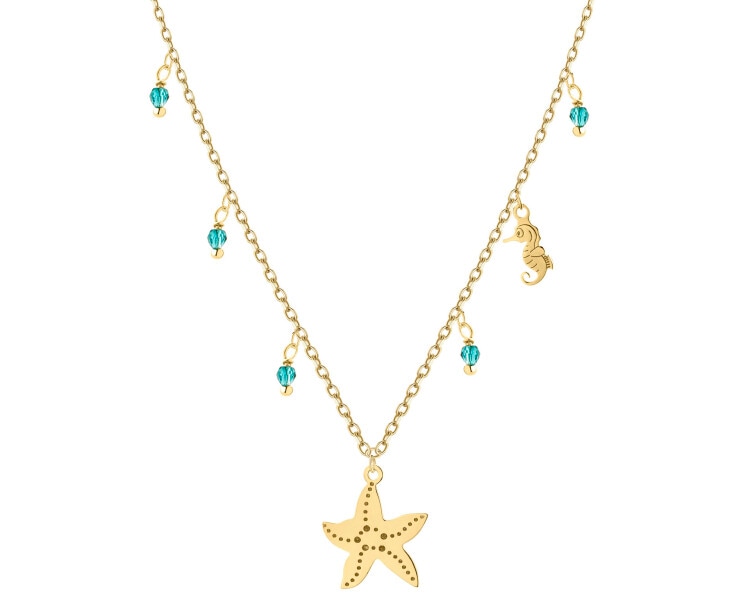 Gold-Plated Silver Necklace with Glass