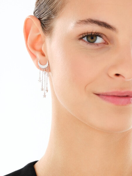 Kolczyki srebrne z cyrkoniami - Księżyce, gwiazdy