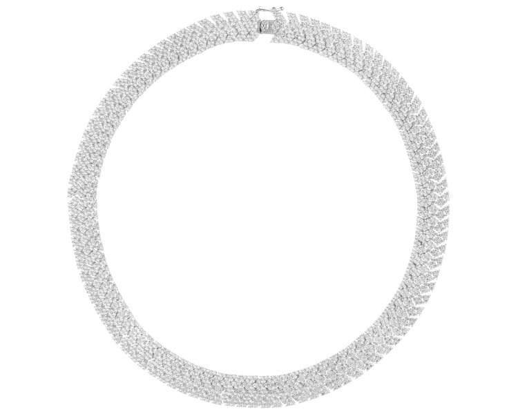 Rhodium Plated Silver Necklace with Cubic Zirconia