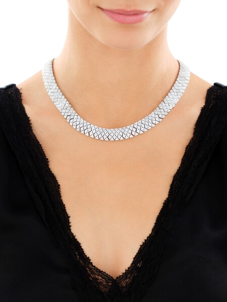 Rhodium Plated Silver Necklace with Cubic Zirconia