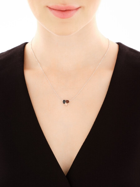 Rhodium Plated Silver Necklace with Cubic Zirconia