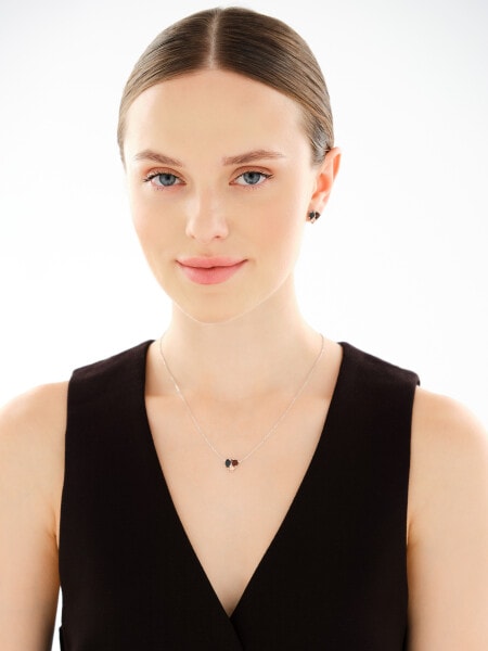 Rhodium Plated Silver Necklace with Cubic Zirconia